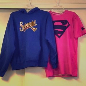 One Supergirl shirt and one Supergirl hoodie